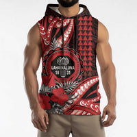 Personalized Hawaii Lahainaluna High School Sleeveless Hoodie Tribal Tattoo With Hibiscus Flowers