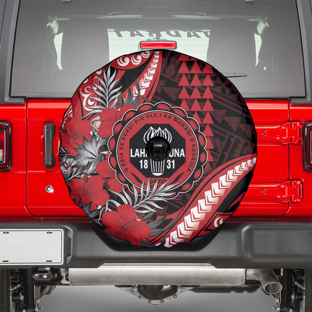 Hawaii Lahainaluna High School Spare Tire Cover Tribal Tattoo With Hibiscus Flowers