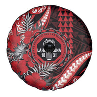 Hawaii Lahainaluna High School Spare Tire Cover Tribal Tattoo With Hibiscus Flowers