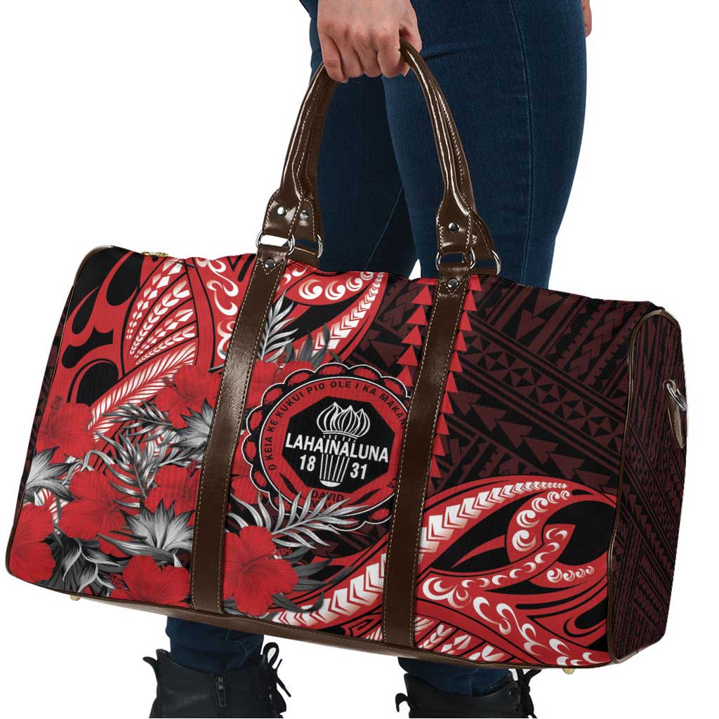 Hawaii Lahainaluna High School Travel Bag Tribal Tattoo With Hibiscus Flowers