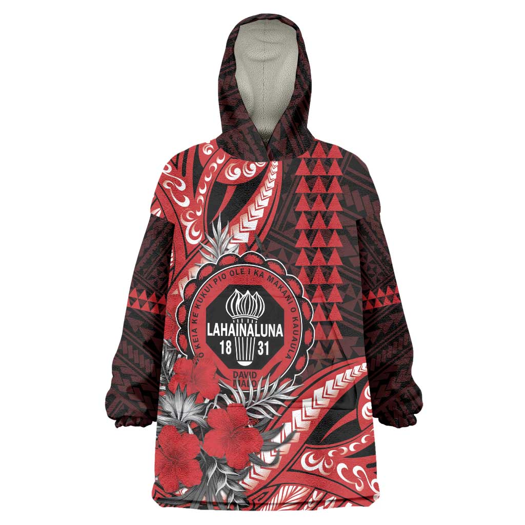 Personalized Hawaii Lahainaluna High School Wearable Blanket Hoodie Tribal Tattoo With Hibiscus Flowers