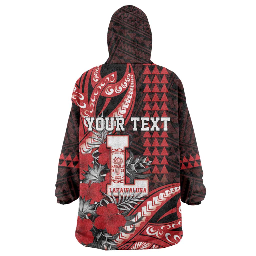 Personalized Hawaii Lahainaluna High School Wearable Blanket Hoodie Tribal Tattoo With Hibiscus Flowers