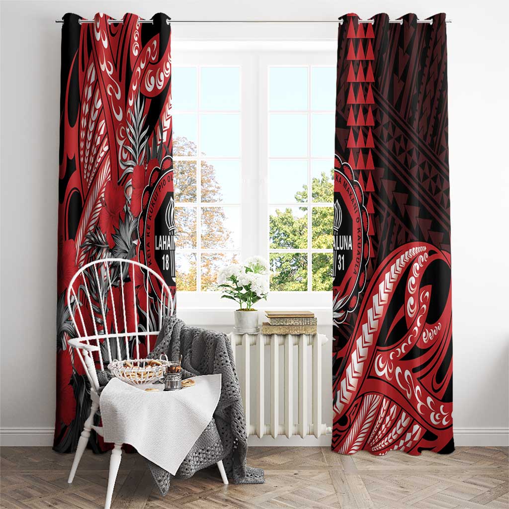 Hawaii Lahainaluna High School Window Curtain Tribal Tattoo With Hibiscus Flowers