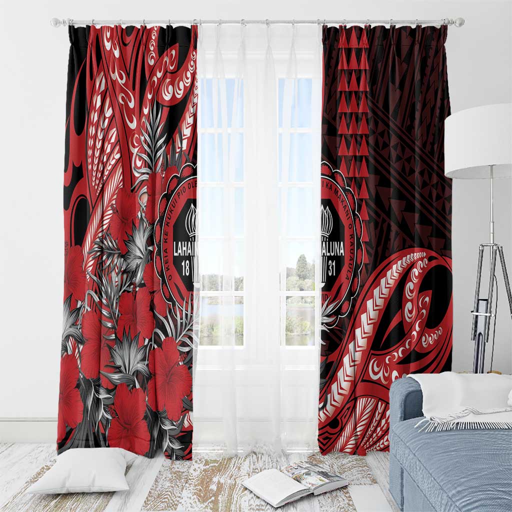 Hawaii Lahainaluna High School Window Curtain Tribal Tattoo With Hibiscus Flowers