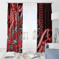 Hawaii Lahainaluna High School Window Curtain Tribal Tattoo With Hibiscus Flowers