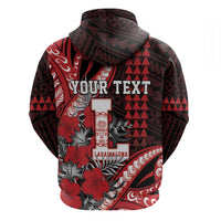 Personalized Hawaii Lahainaluna High School Zip Hoodie Tribal Tattoo With Hibiscus Flowers