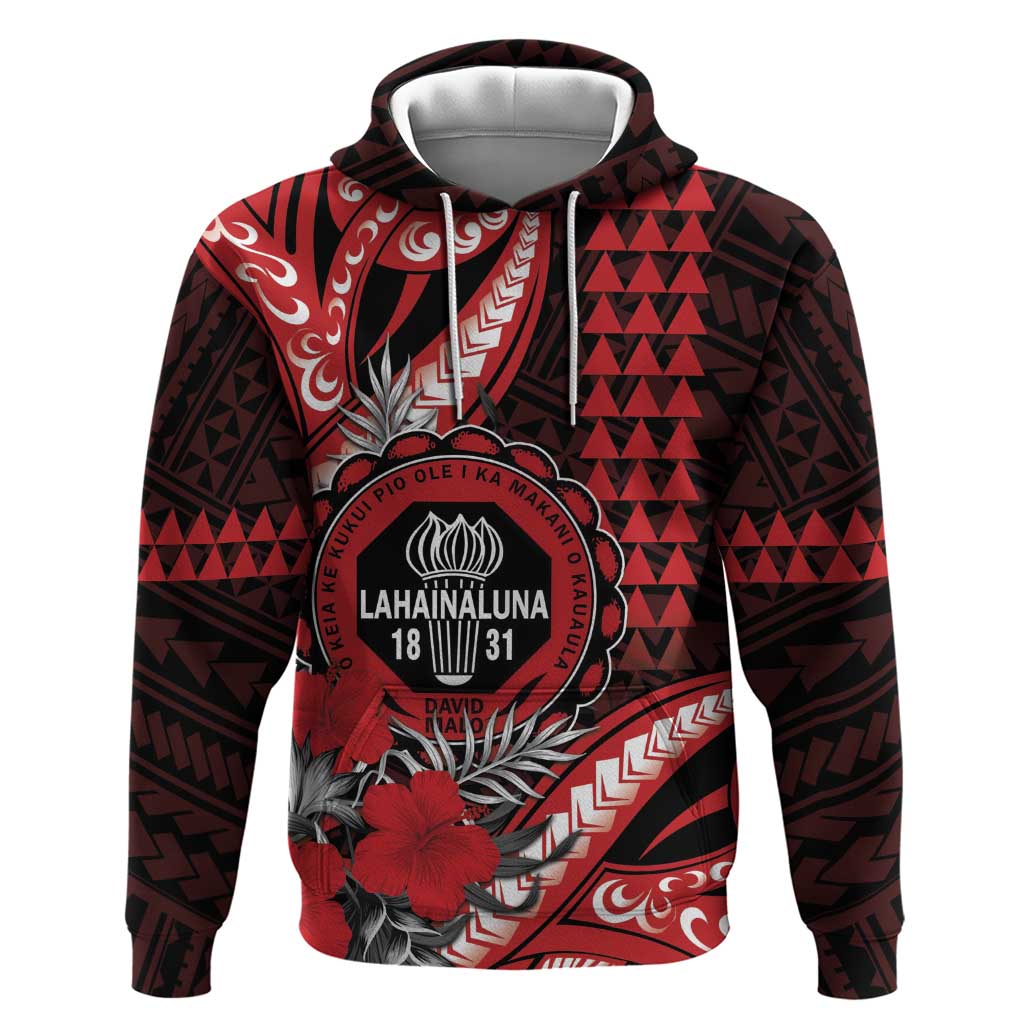Personalized Hawaii Lahainaluna High School Zip Hoodie Tribal Tattoo With Hibiscus Flowers