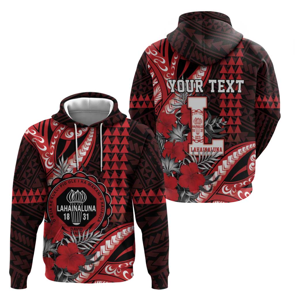 Personalized Hawaii Lahainaluna High School Zip Hoodie Tribal Tattoo With Hibiscus Flowers