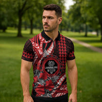 Personalized Hawaii Lahainaluna High School Zipper Polo Shirt Tribal Tattoo With Hibiscus Flowers