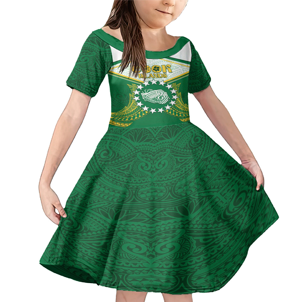 Personalised Cook Islands Ra o te Ui Ariki Family Matching Mermaid Dress and Hawaiian Shirt Polynesian Pattern