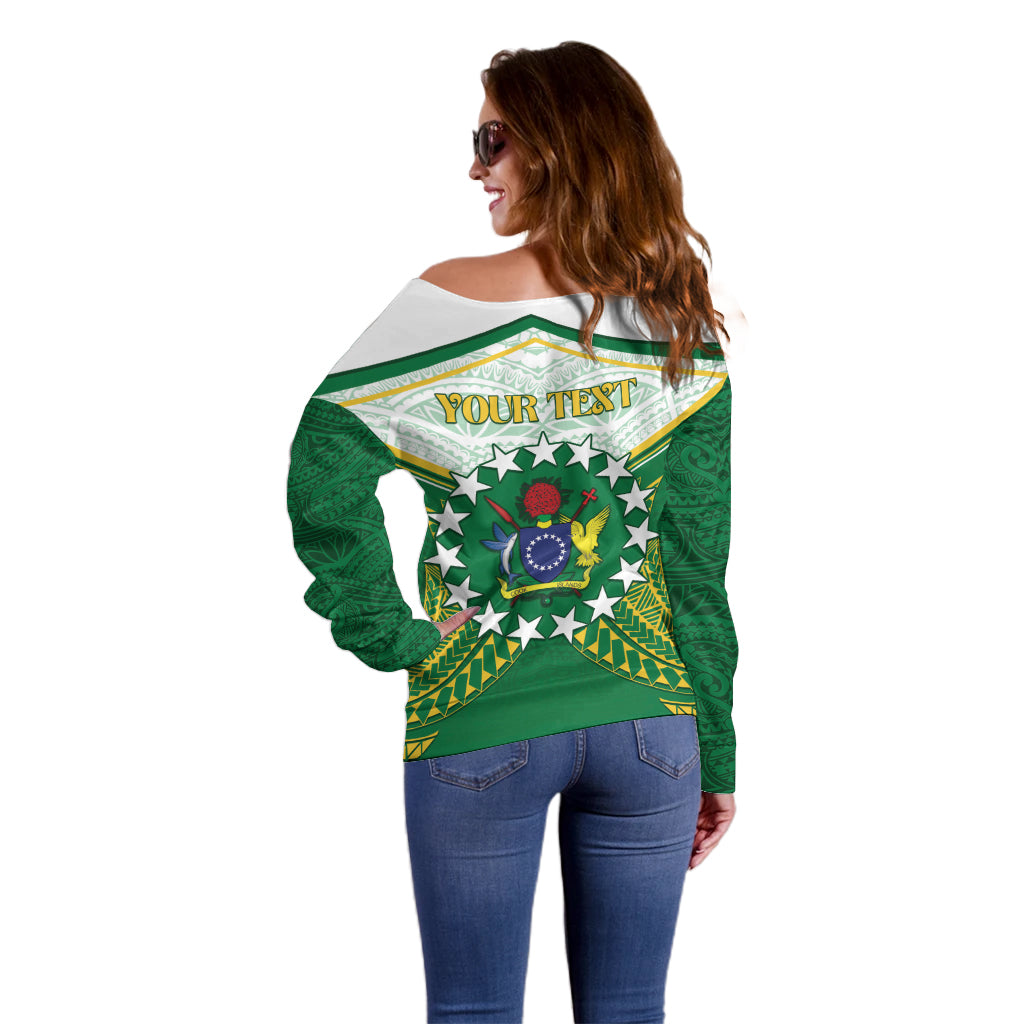 Personalised Cook Islands Ra o te Ui Ariki Off Shoulder Sweater Polynesian Pattern