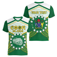 Personalised Cook Islands Ra o te Ui Ariki Women V-Neck T-Shirt Polynesian Pattern