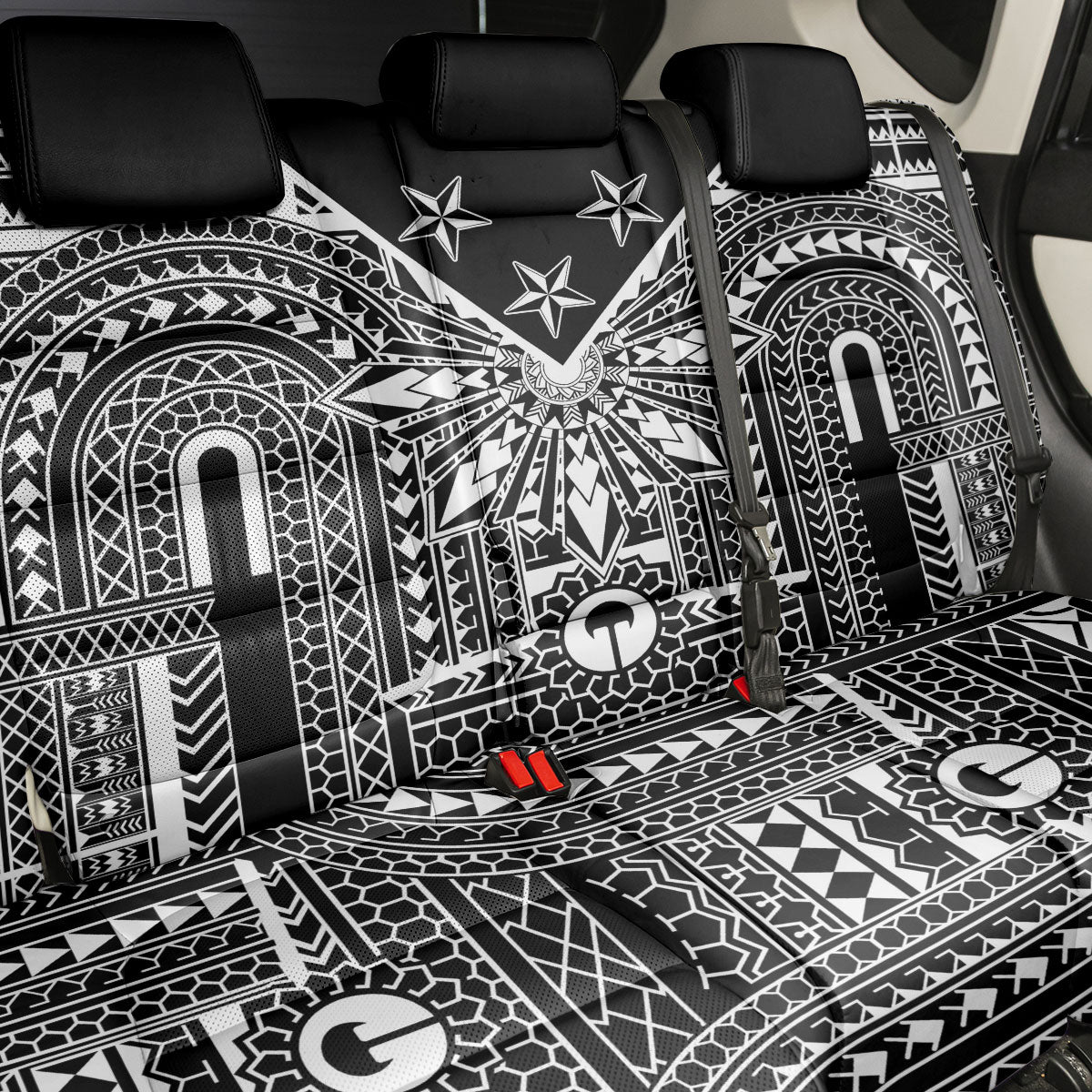 Black Philippines Sun Star Back Car Seat Cover Igorot Tribal Inspiration