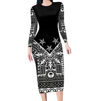 Black Philippines Sun Star Family Matching Long Sleeve Bodycon Dress and Hawaiian Shirt Igorot Tribal Inspiration LT05 Mom's Dress Black - Polynesian Pride