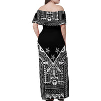 Black Philippines Sun Star Family Matching Off Shoulder Maxi Dress and Hawaiian Shirt Igorot Tribal Inspiration LT05 - Polynesian Pride