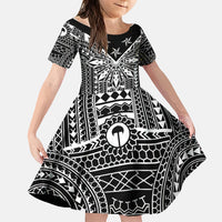 Black Philippines Sun Star Family Matching Puletasi and Hawaiian Shirt Igorot Tribal Inspiration LT05 Daughter's Dress Black - Polynesian Pride
