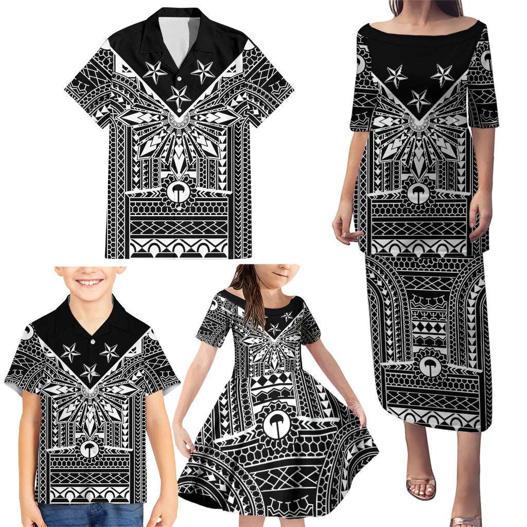 Black Philippines Sun Star Family Matching Puletasi and Hawaiian Shirt Igorot Tribal Inspiration LT05 - Polynesian Pride