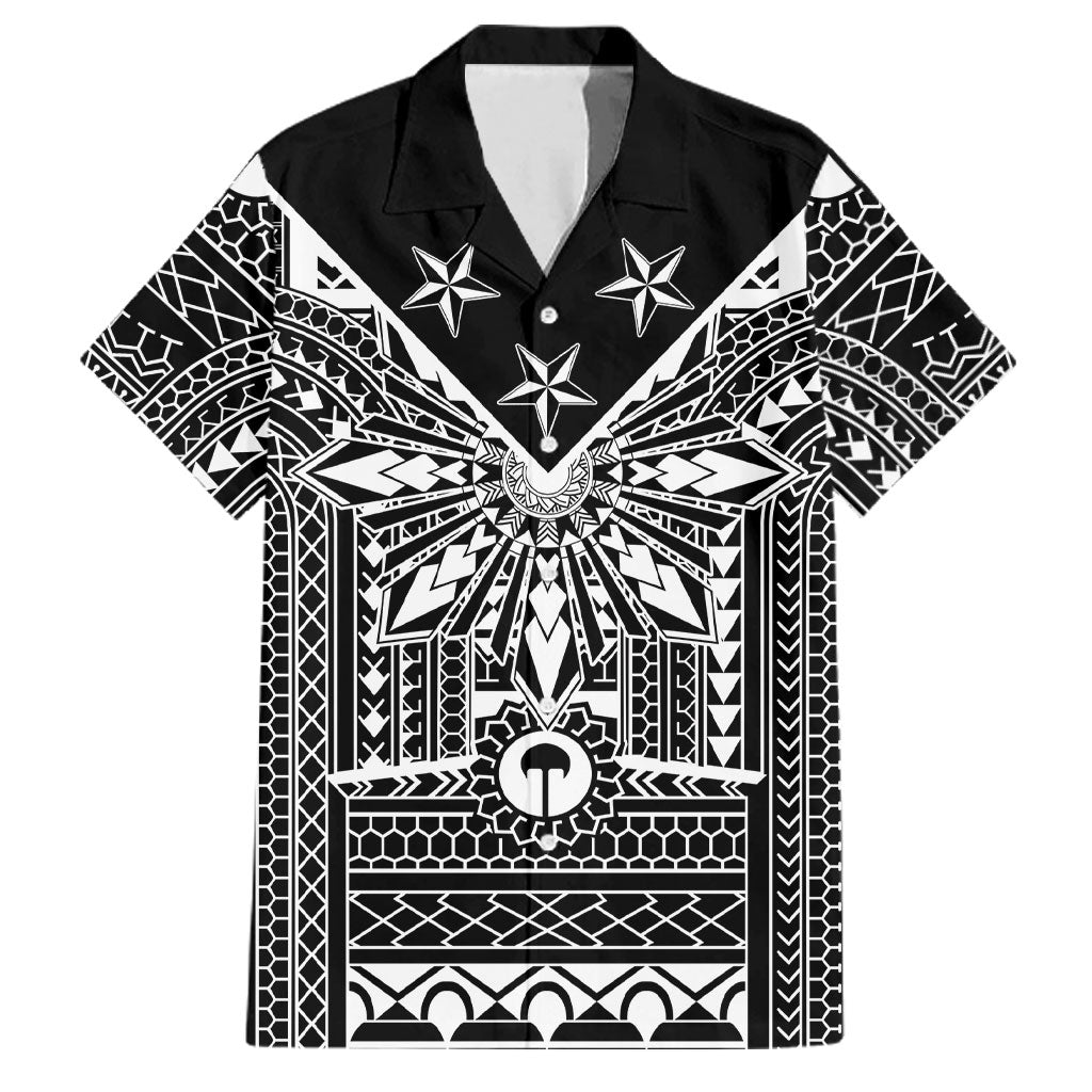 Black Philippines Sun Star Family Matching Puletasi and Hawaiian Shirt Igorot Tribal Inspiration LT05 Dad's Shirt - Short Sleeve Black - Polynesian Pride