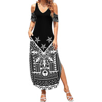 Black Philippines Sun Star Family Matching Summer Maxi Dress and Hawaiian Shirt Igorot Tribal Inspiration LT05 Mom's Dress Black - Polynesian Pride