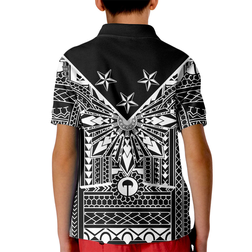 Black Philippines Sun Star Kid Polo Shirt Igorot Tribal Inspiration