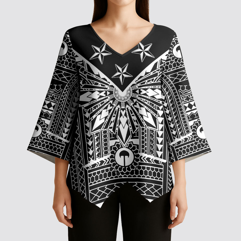 Black Philippines Sun Star Kimono Sleeve Blouse Igorot Tribal Inspiration