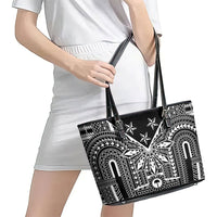 Black Philippines Sun Star Leather Tote Bag Igorot Tribal Inspiration