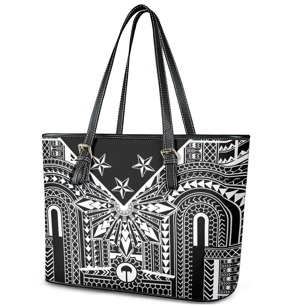 Black Philippines Sun Star Leather Tote Bag Igorot Tribal Inspiration