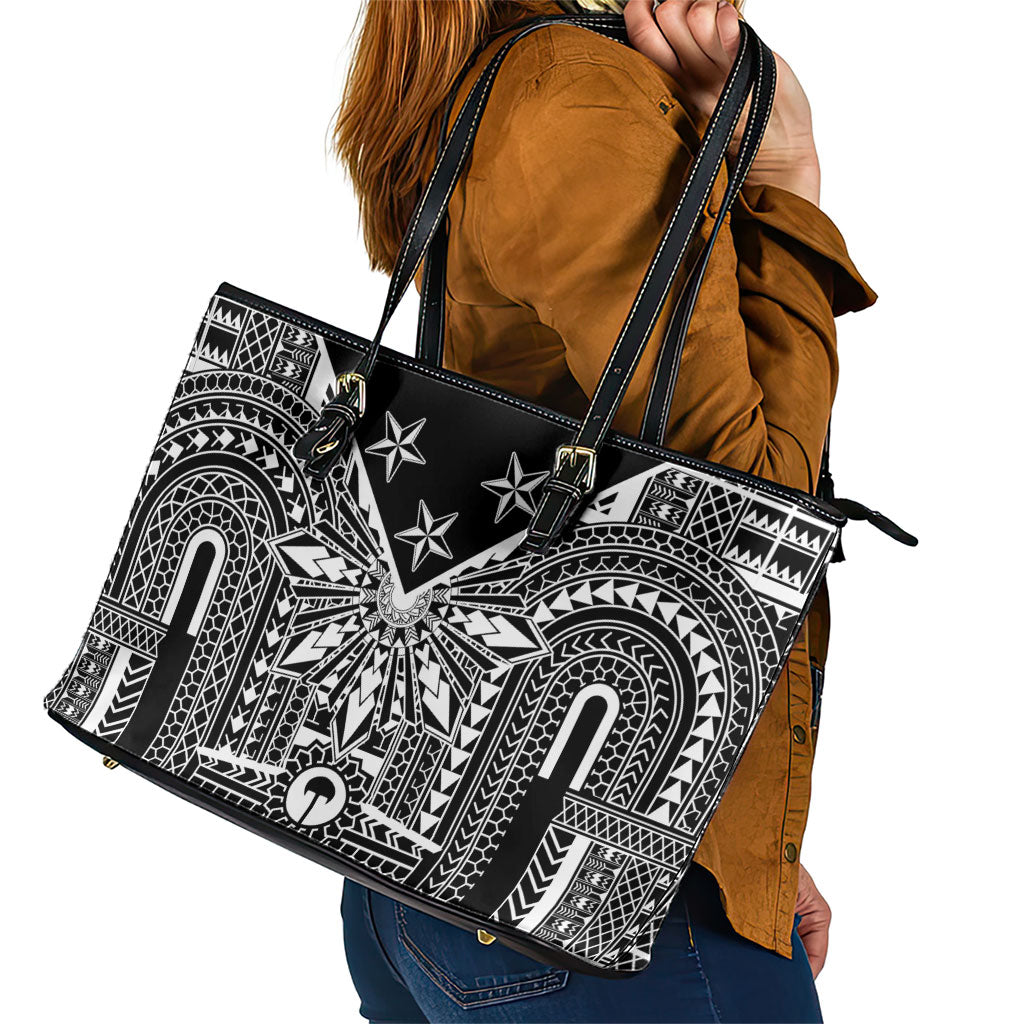 Black Philippines Sun Star Leather Tote Bag Igorot Tribal Inspiration