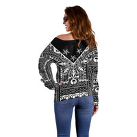 Black Philippines Sun Star Off Shoulder Sweater Igorot Tribal Inspiration