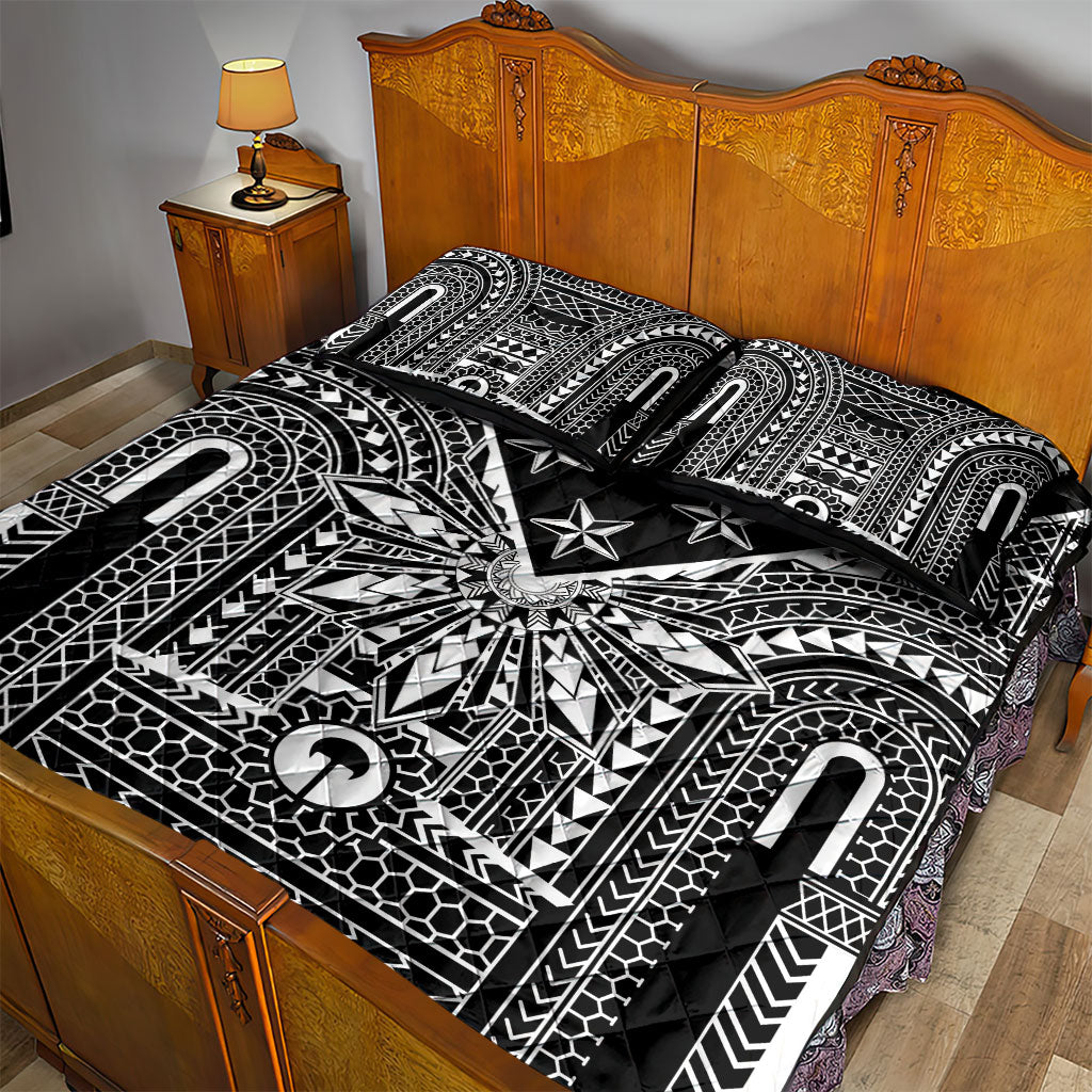 Black Philippines Sun Star Quilt Bed Set Igorot Tribal Inspiration