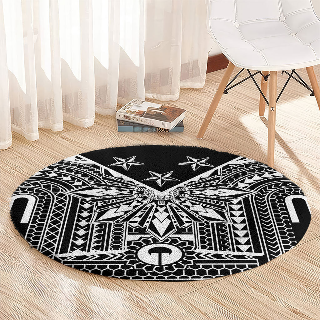 Black Philippines Sun Star Round Carpet Igorot Tribal Inspiration