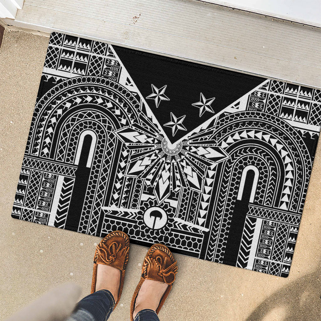Black Philippines Sun Star Rubber Doormat Igorot Tribal Inspiration