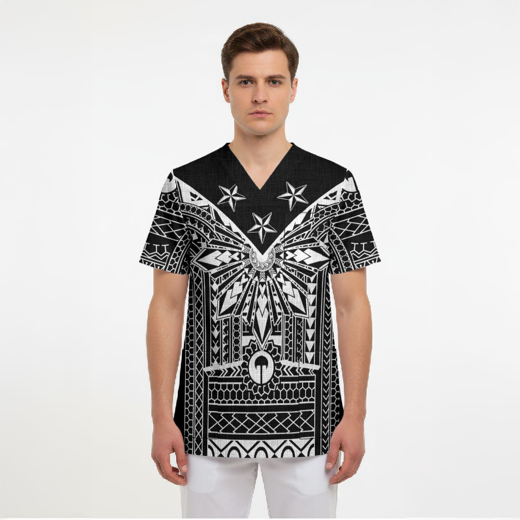 Black Philippines Sun Star Scrub Top Igorot Tribal Inspiration