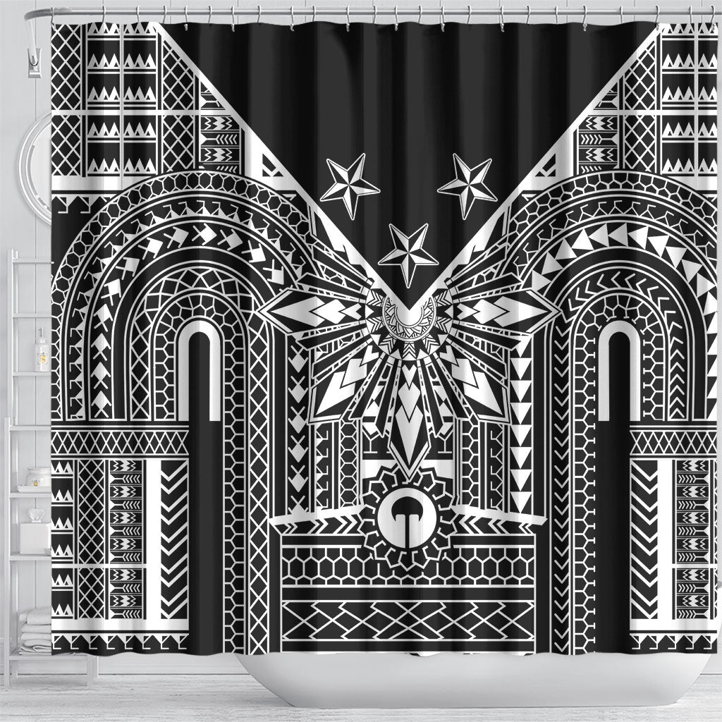 Black Philippines Sun Star Shower Curtain Igorot Tribal Inspiration