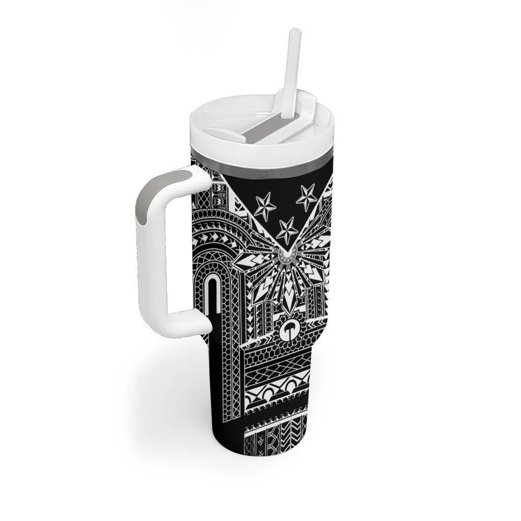 Black Philippines Sun Star Tumbler With Handle Igorot Tribal Inspiration