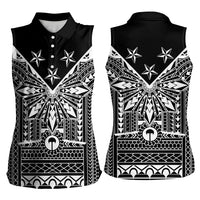 Black Philippines Sun Star Women Sleeveless Polo Shirt Igorot Tribal Inspiration