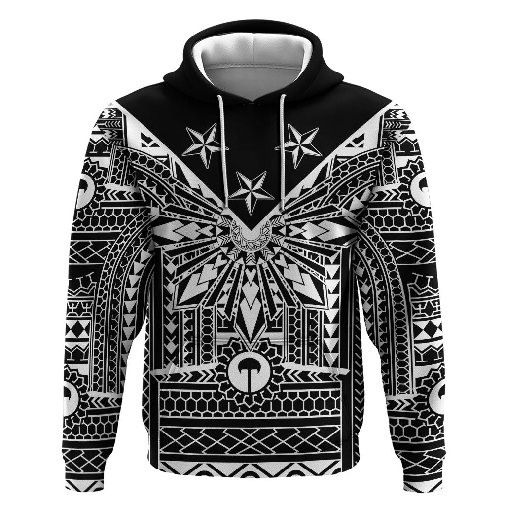 Black Philippines Sun Star Zip Hoodie Igorot Tribal Inspiration