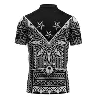 Black Philippines Sun Star Zipper Polo Shirt Igorot Tribal Inspiration