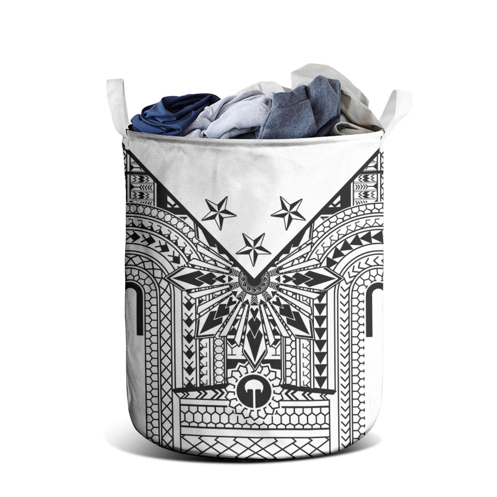 White Philippines Sun Star Laundry Basket Igorot Tribal Inspiration