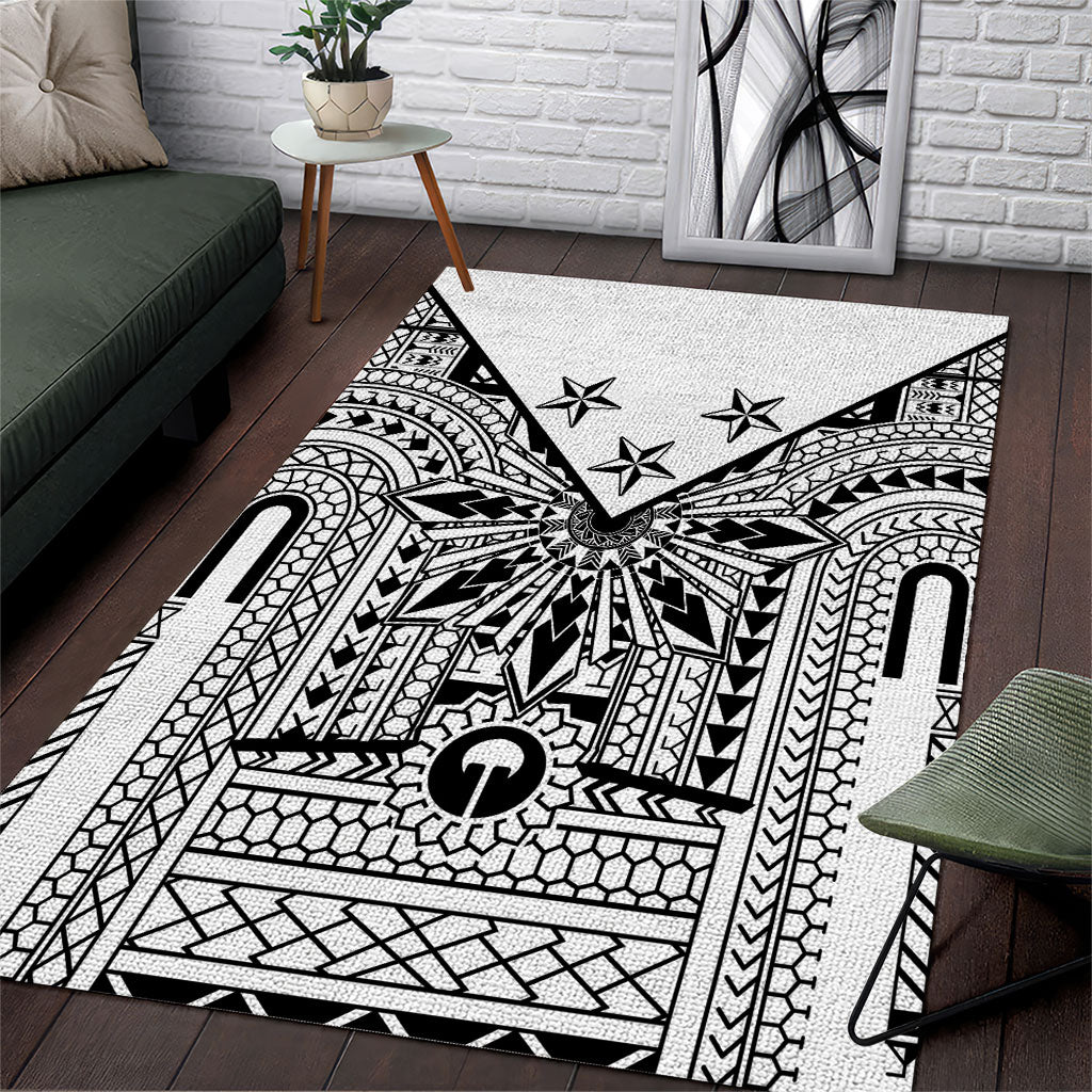 White Philippines Sun Star Area Rug Igorot Tribal Inspiration