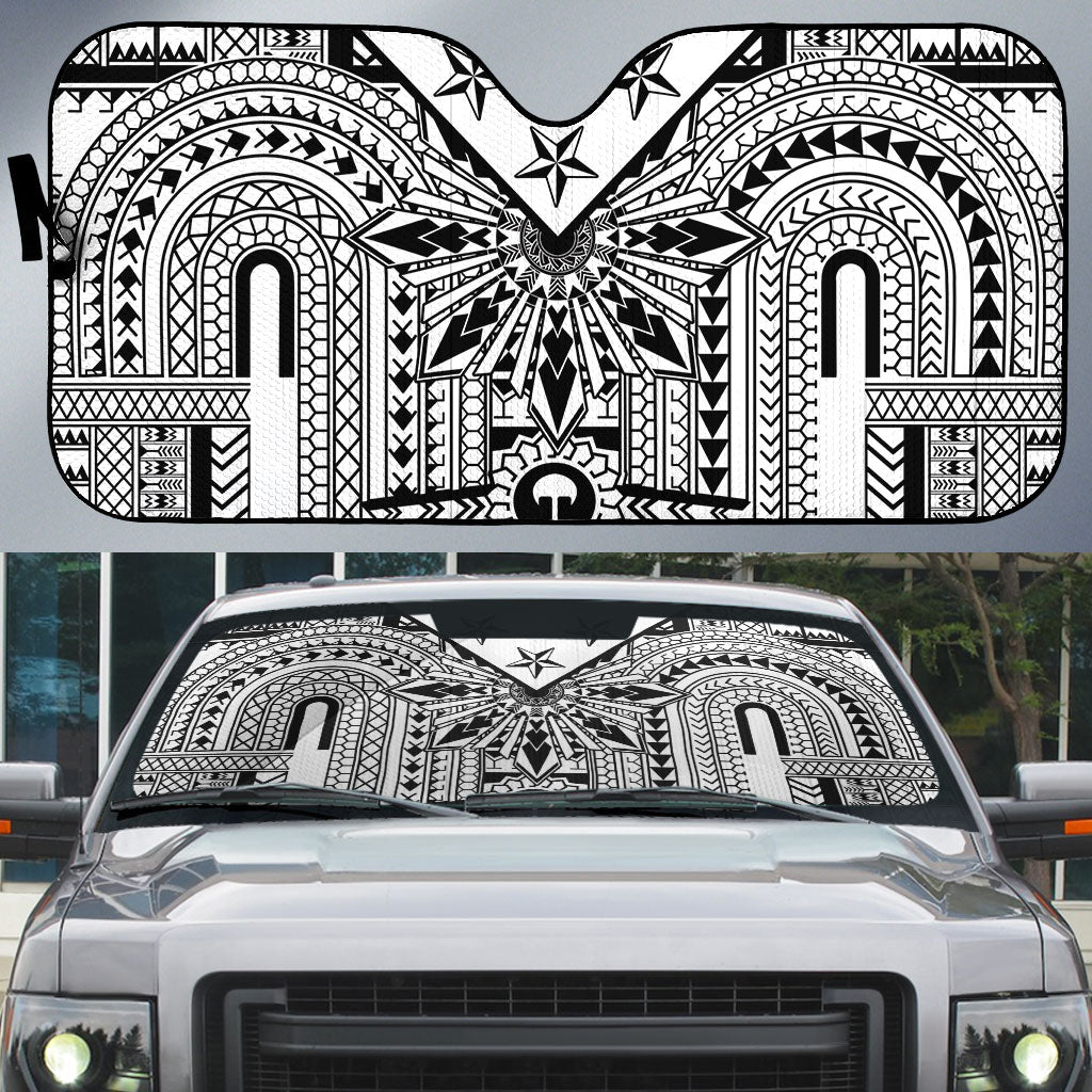 White Philippines Sun Star Auto Sun Shade Igorot Tribal Inspiration