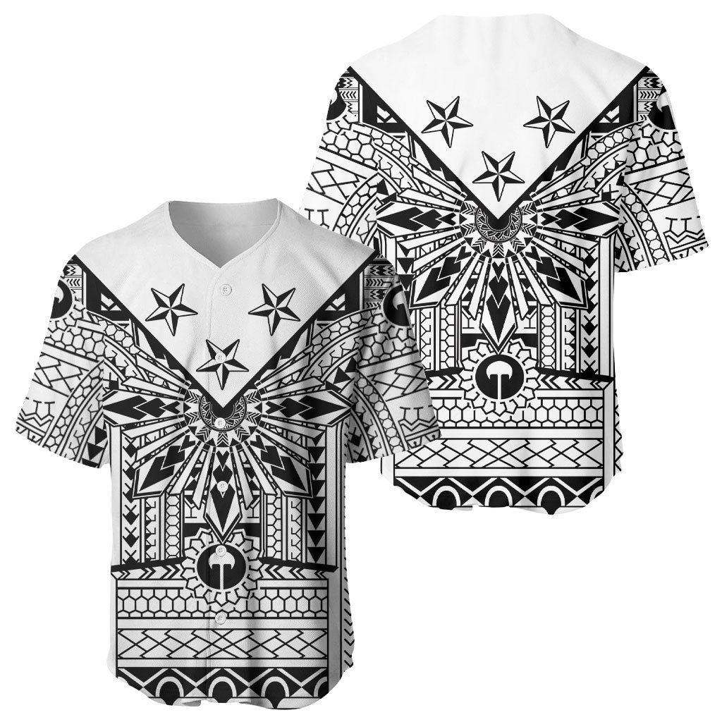 White Philippines Sun Star Baseball Jersey Igorot Tribal Inspiration