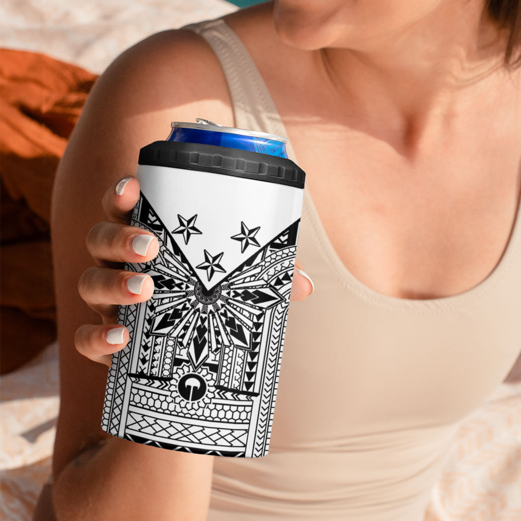 White Philippines Sun Star 4 in 1 Can Cooler Tumbler Igorot Tribal Inspiration