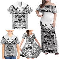 White Philippines Sun Star Family Matching Off Shoulder Maxi Dress and Hawaiian Shirt Igorot Tribal Inspiration LT05 - Polynesian Pride