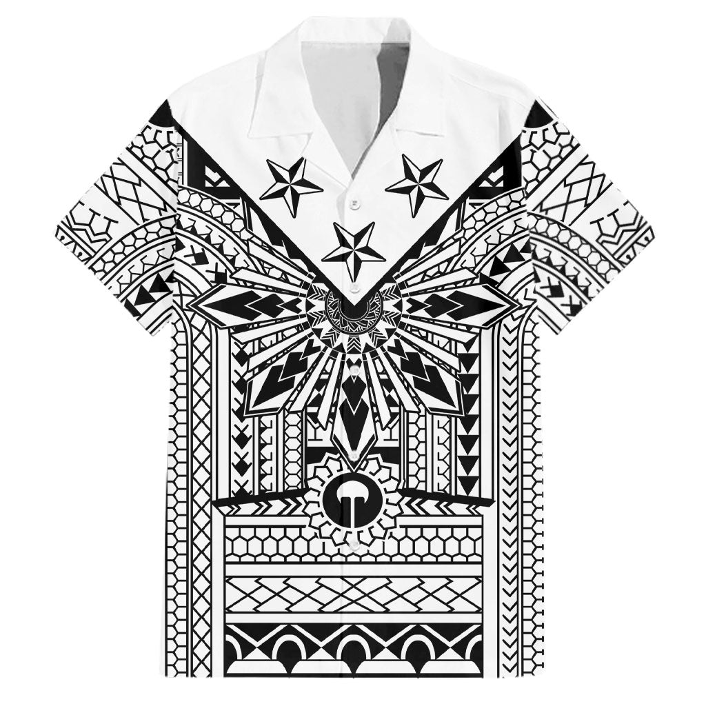 White Philippines Sun Star Family Matching Puletasi and Hawaiian Shirt Igorot Tribal Inspiration