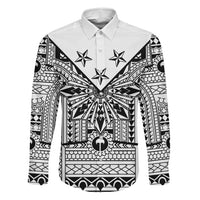 White Philippines Sun Star Family Matching Short Sleeve Bodycon Dress and Hawaiian Shirt Igorot Tribal Inspiration LT05 Dad's Shirt - Long Sleeve White - Polynesian Pride