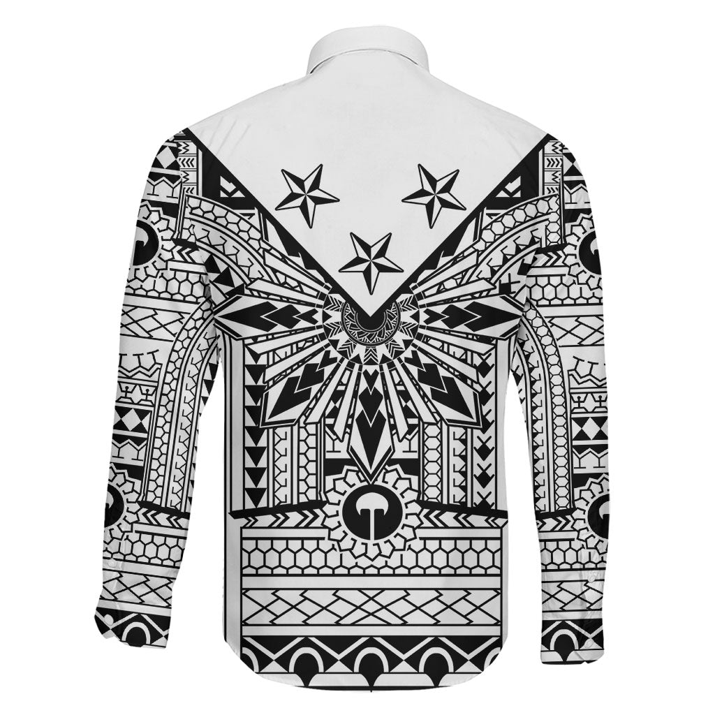 White Philippines Sun Star Family Matching Short Sleeve Bodycon Dress and Hawaiian Shirt Igorot Tribal Inspiration LT05 - Polynesian Pride