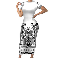 White Philippines Sun Star Family Matching Short Sleeve Bodycon Dress and Hawaiian Shirt Igorot Tribal Inspiration LT05 Mom's Dress White - Polynesian Pride