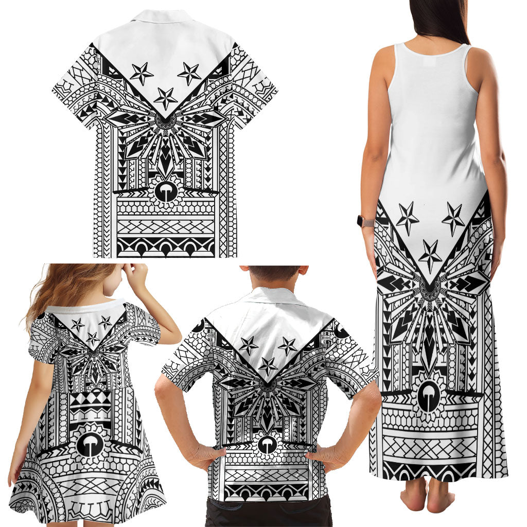White Philippines Sun Star Family Matching Tank Maxi Dress and Hawaiian Shirt Igorot Tribal Inspiration LT05 - Polynesian Pride