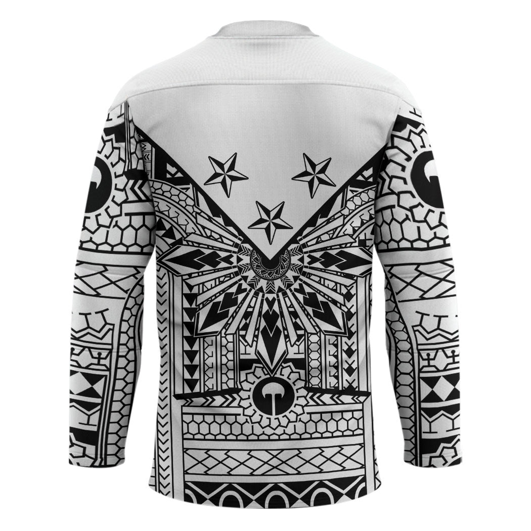 White Philippines Sun Star Hockey Jersey Igorot Tribal Inspiration